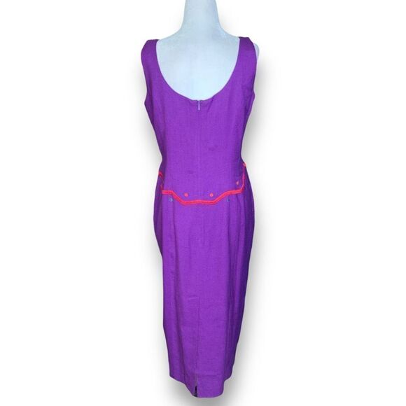 Vintage 90s Maxi Sundress Purple Mexican Fiesta Embroidered Linen Blend Size 10P - Picture 6 of 11